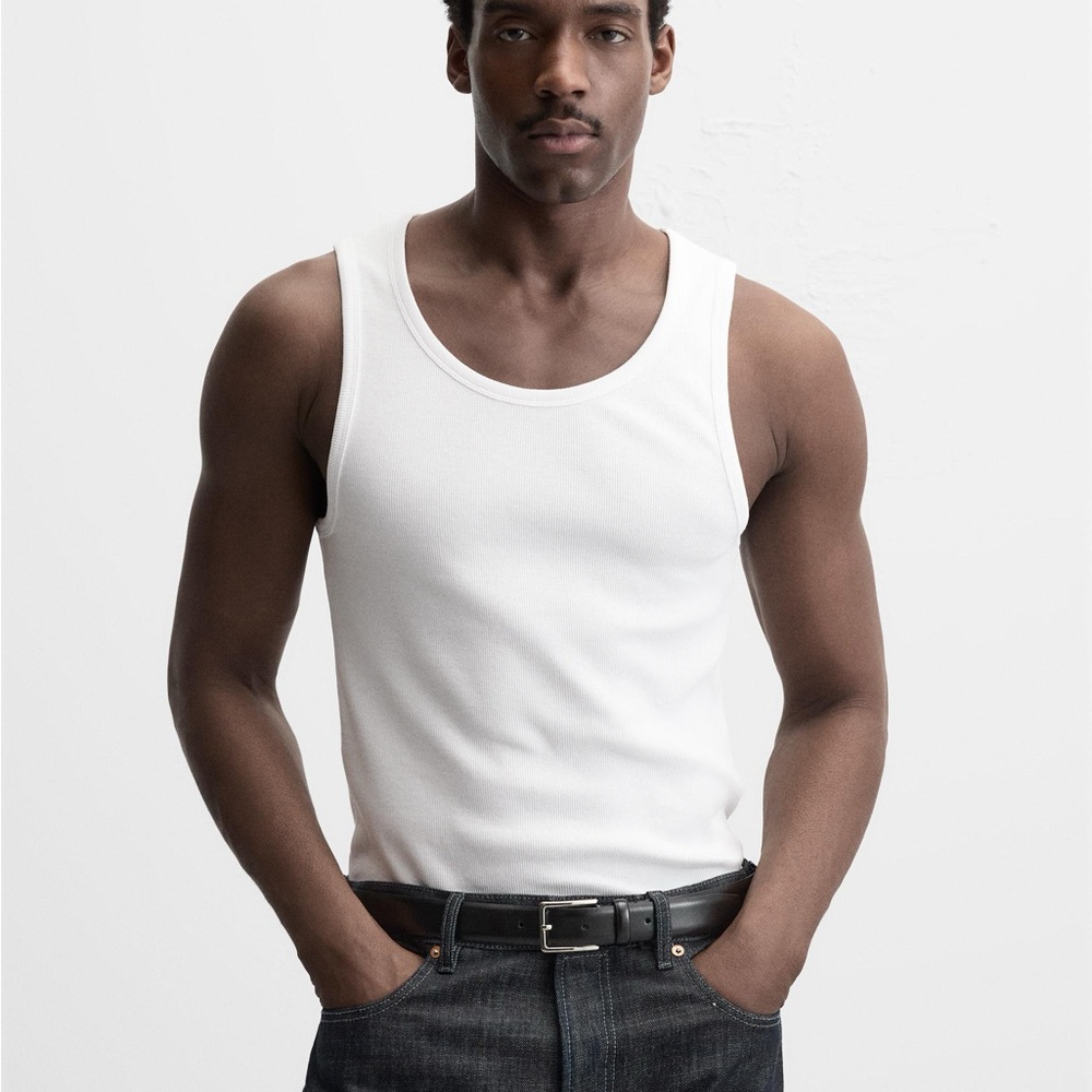 Zara Men’s Chocolate Ribbed Knit Tank Size XL